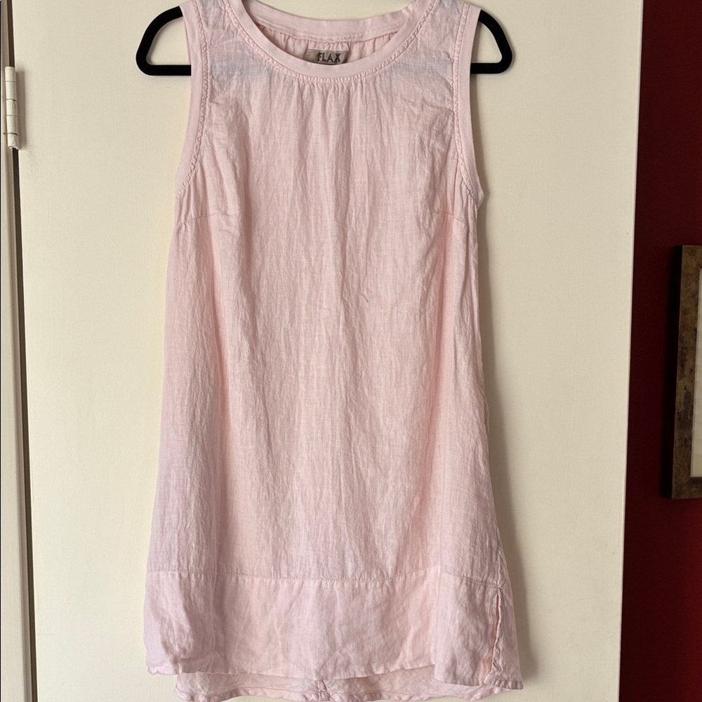 Classic linen sleeveless Flax pink dress